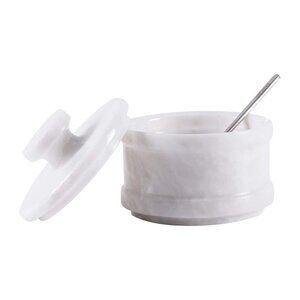 Artreestry Handmade Marble Salt Cellar White Spice Jar For Kitchen Set